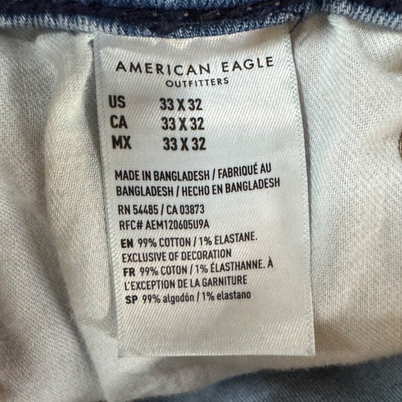 American Eagle Athletic Airflex Jeans Mens Blue Light Wash Straight Leg Sz 33x32 - Picture 6 of 10